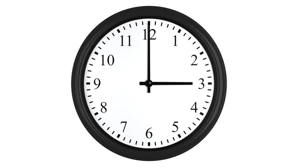 Realistic 3D clock set at 3 o'clock — Stock Photo, Image