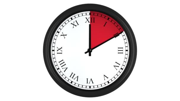 Horloge animée avec chiffres romains et un intervalle de temps rouge — Video