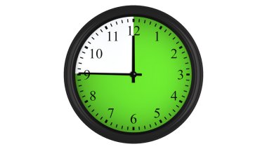 Wall clock with a green 45 minutes time interval clipart