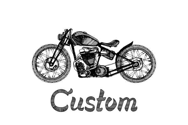 Handgeschilderde motorfiets en belettering — Stockvector