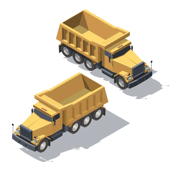 Isometric construction truck tipper — Stock Vector