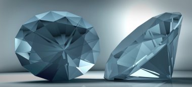 mavi bir arka plan üzerinde parlayan kristal elmas