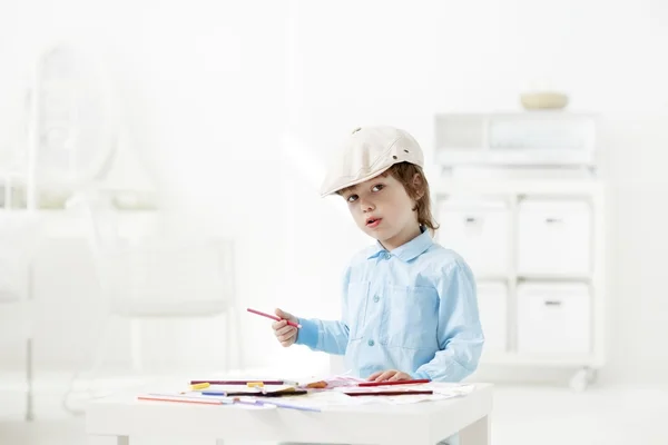 Happy children paint indoors — Stock Photo, Image