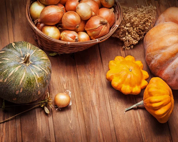 Calabazas de otoño y otras frutas y hortalizas —  Fotos de Stock