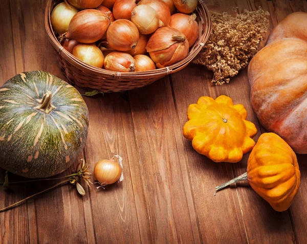 Hösten pumpor och andra frukter och grönsaker — Stockfoto