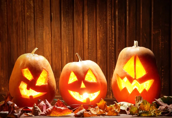 Jack o lanterns Halloween pumpkin face — Stock Photo, Image