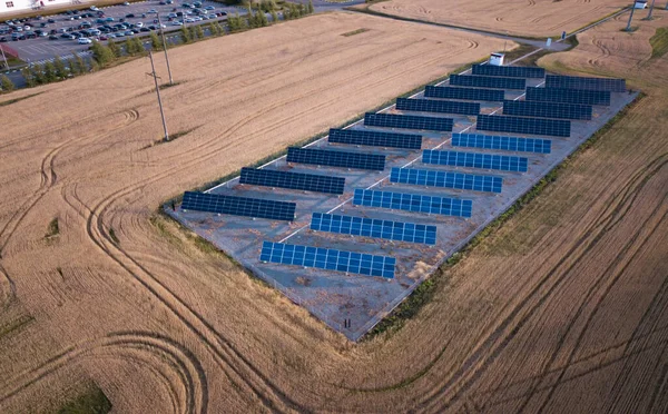 Vue Aérienne Industrielle Panneaux Solaires — Photo