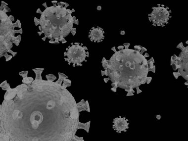 Coronavirus 2019-ncov gribi 3D tıbbi illüstrasyon. Mikroskobik görüntü virüs hücreleri. SARS salgın konsepti