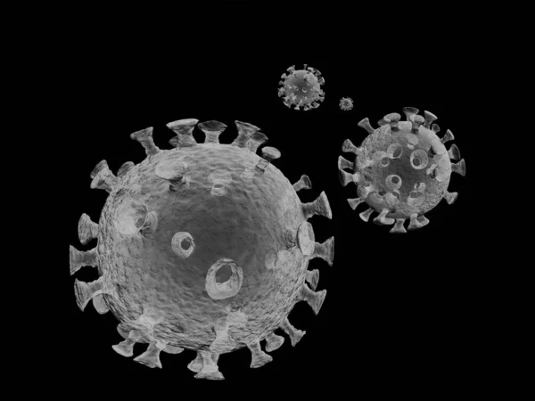 코로나 바이러스 2019 Ncov 현미경으로 바이러스 세포들 Sars 대유행 스톡 사진