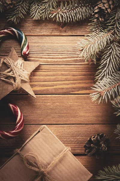 Karácsonyfa Dekorációk Háttér Másolási Hely Betűk — Stock Fotó
