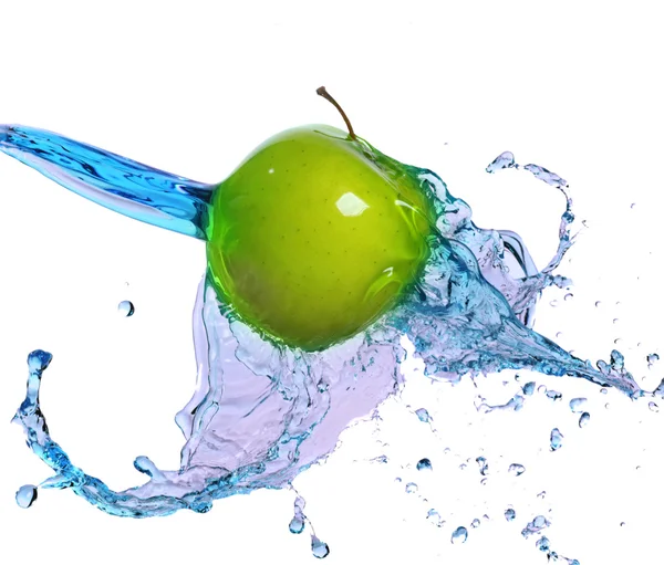 Apfel im Spritzer — Stockfoto
