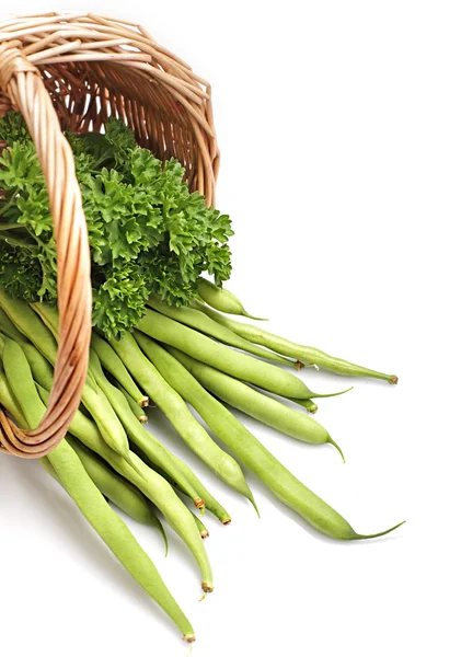 Grüne Bohnen und Salat — Stockfoto