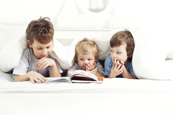 快乐的孩子阅读的书 — 图库照片