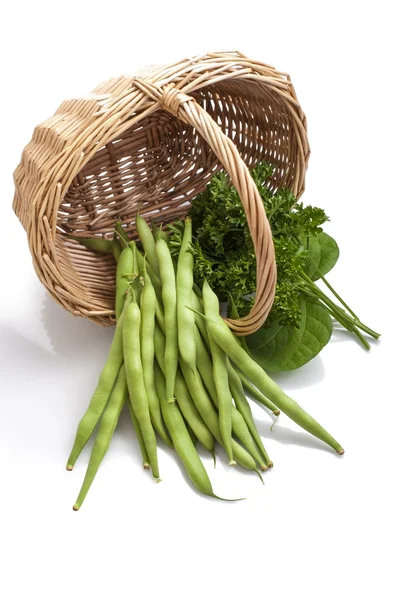 Grüne Bohnen und Salat — Stockfoto