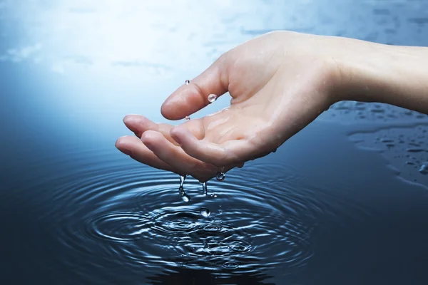 Agua en la mano — Foto de Stock