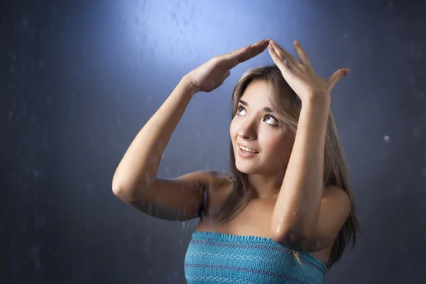 Menina beleza com guarda-chuva — Fotografia de Stock