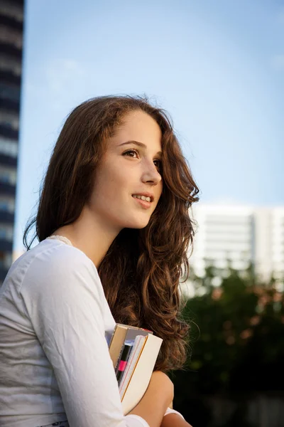 Girl on grass outdoors — Stock Photo, Image