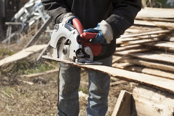 Circular saw outdoors — Stock Photo, Image