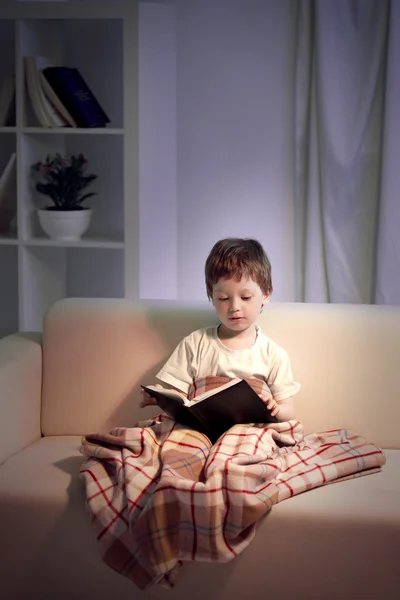 Gelukkige jongen lezing boek — Stockfoto