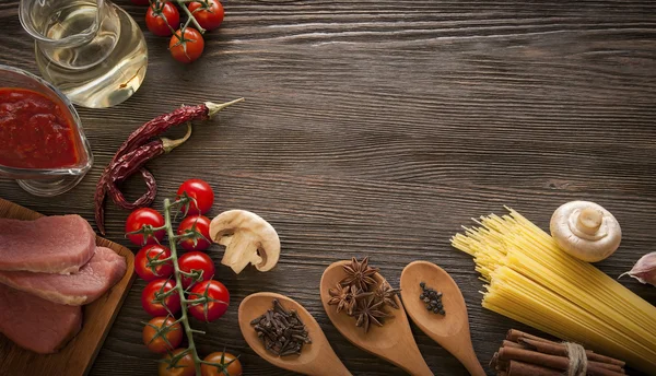 Tudo para a preparação de molho italiano agudo — Fotografia de Stock