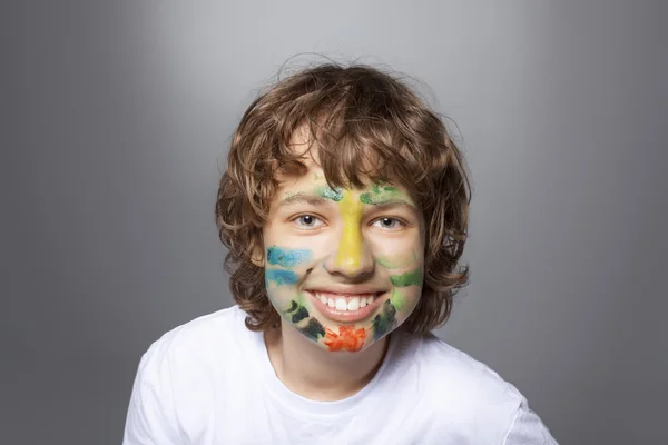 Cheerful boy with painted face — Stock Photo, Image