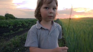 Çocuk çayırda ladybug eğitimi