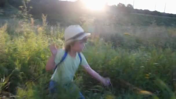Ragazzo passeggiando nella foresta — ストック動画