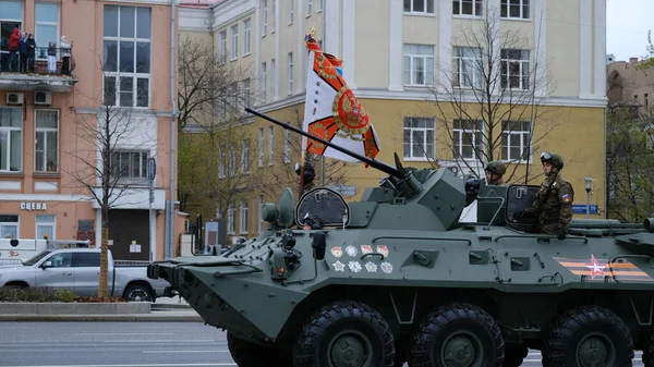2021年9月5日 俄罗斯联邦莫斯科 为庆祝胜利日9而举行的军事装备阅兵式可在市中心街道上举行 — 图库照片