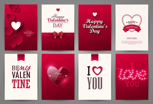Conjunto de cartões Valentine . — Vetor de Stock