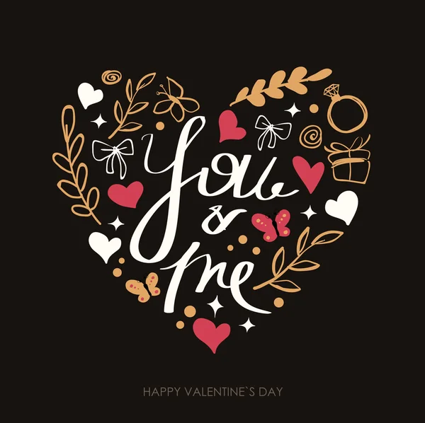 Carte de voeux pour la Saint Valentin. Calligraphie moderne . — Image vectorielle