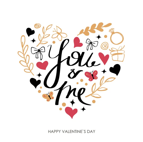 Carte de voeux pour la Saint Valentin. Calligraphie moderne . — Image vectorielle