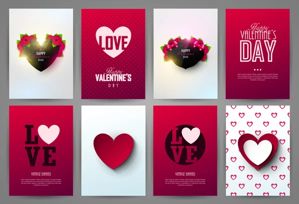 Set di carte San Valentino . Vettoriale Stock