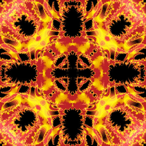 Φλογερό αφηρημένη fractal στο λαμπερό πορτοκαλί και κίτρινα σε σκούρο φόντο — Φωτογραφία Αρχείου