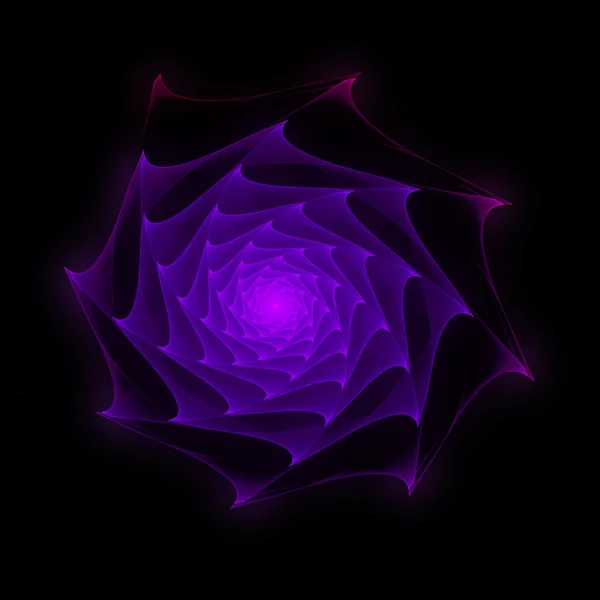 Fractal rose with spiky petals in glowing violet on black background — Stock Photo, Image