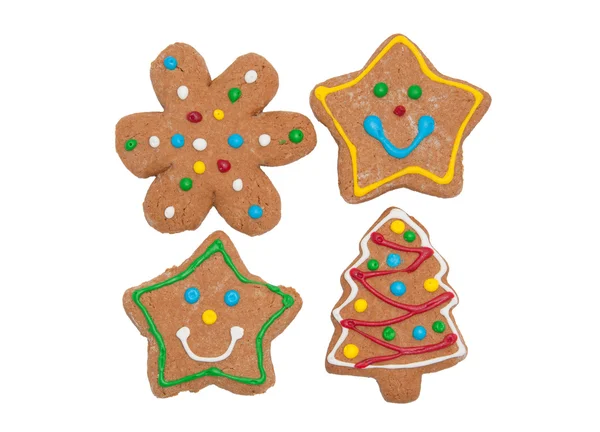 Assortment of colorful gingerbread cookies, on white — Stock Photo, Image