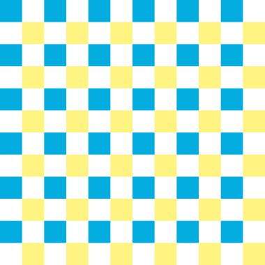 Canlı mavi, sarı ve beyaz kareli sorunsuz arka plan deseni