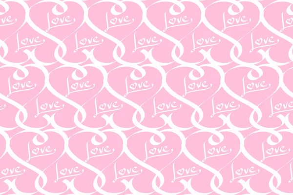 Naadloze patroon van kalligrafische hart, met woord liefde, een dag van de Valentijnskaart achtergrond — Stockfoto