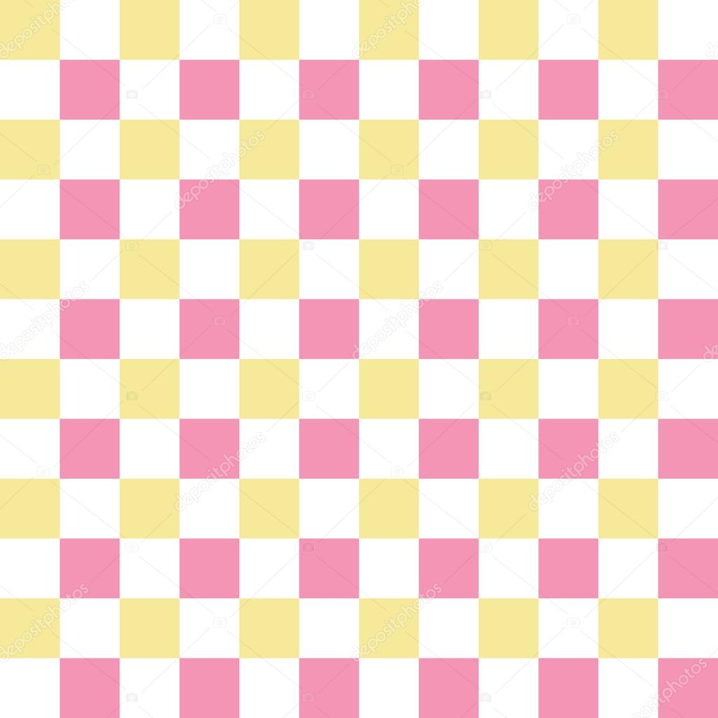 Pink, white and yellow checkered seamless pattern