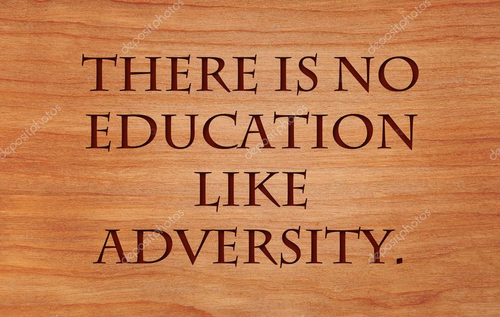 There Is No Education Like Adversity Quote On Wooden Red Oak Background Stock Photo By C Okiepony