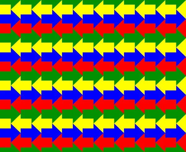 绿色黄色的蓝色和红色箭头指向相反的方向 — 图库照片