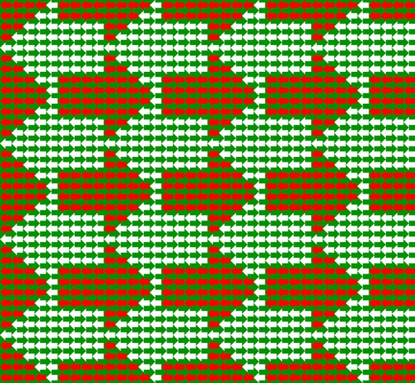 Setas brancas e vermelhas verdes apontando para direções opostas — Fotografia de Stock
