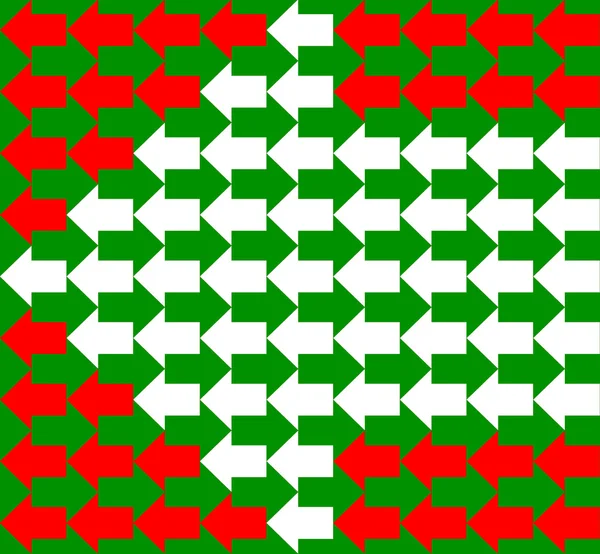 白色绿色和红色箭头指向相反的方向 — 图库照片