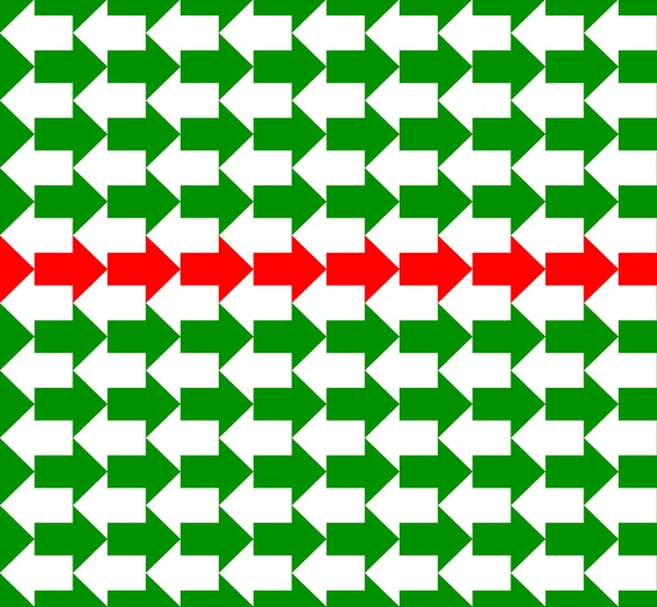 Frecce verdi e bianche che puntano verso direzioni opposte con il rosso — Foto Stock