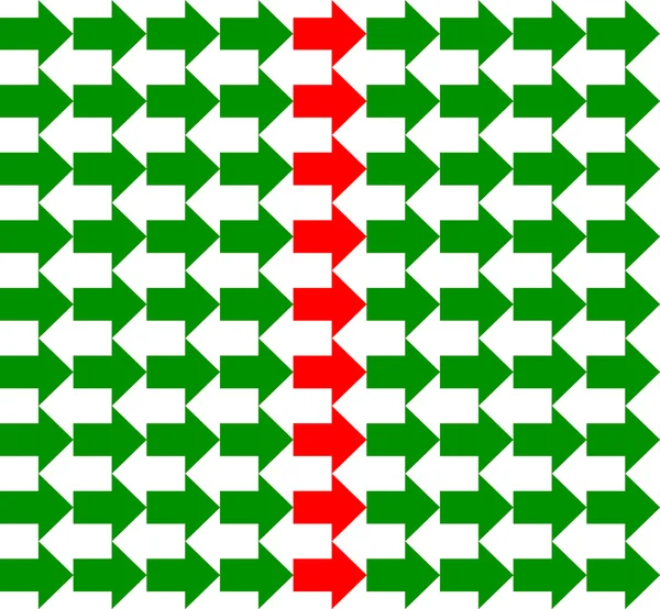 Зеленые и белые стрелки, указывающие на противоположные направления — стоковое фото