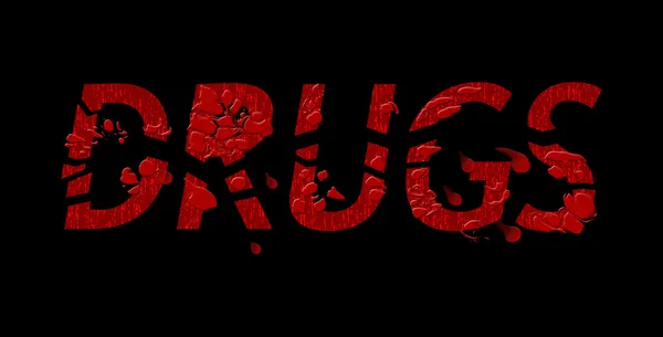 Üst üzerinde kan olan kelime uyuşturucu paramparça — Stok fotoğraf