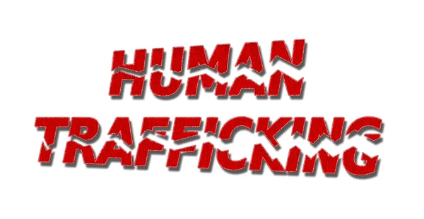 Människohandel - text i blood red — Stockfoto