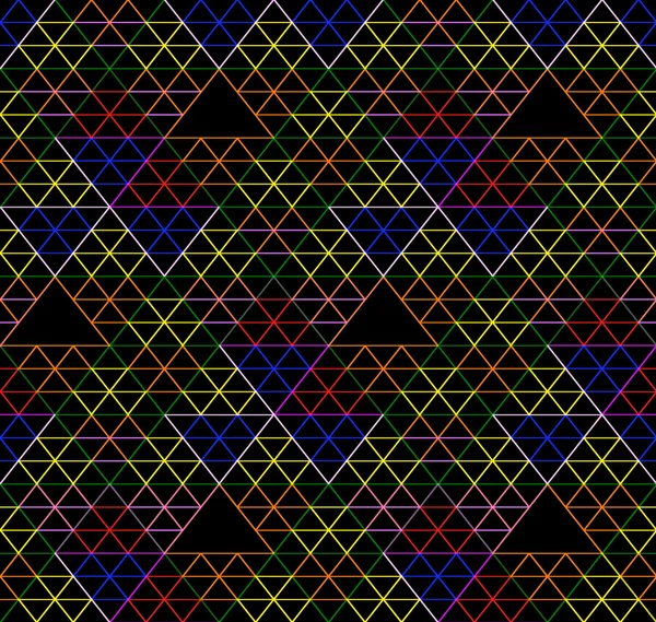 Triângulos coloridos delineados sobre fundo preto — Fotografia de Stock