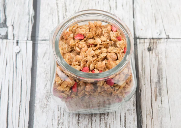 Prima colazione Cereale in vaso di vetro — Foto Stock