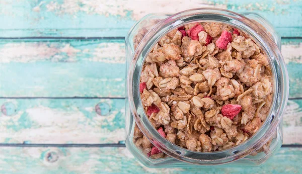 Prima colazione Cereale in vaso di vetro — Foto Stock