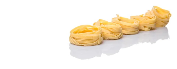 Dried Tagliatelle Pasta White Background — Stock Photo, Image